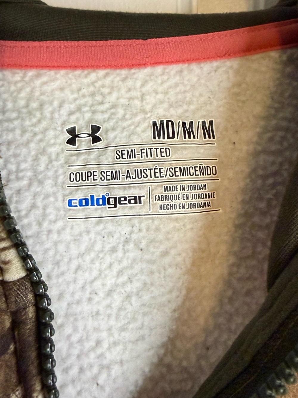 Under Armour Semi-Fitted Coldgear Camo Full Zip Hooded Jacket - Picture 2 of 3